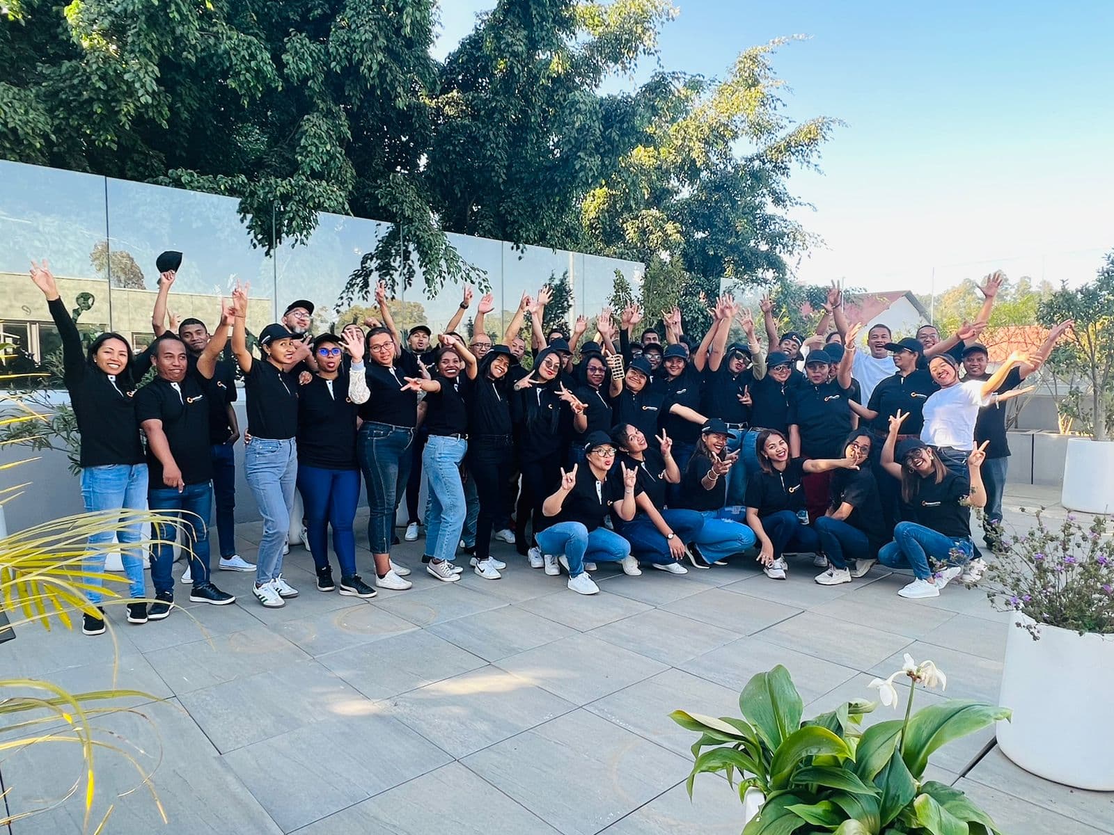 Photo de groupe d'une équipe accompagnée